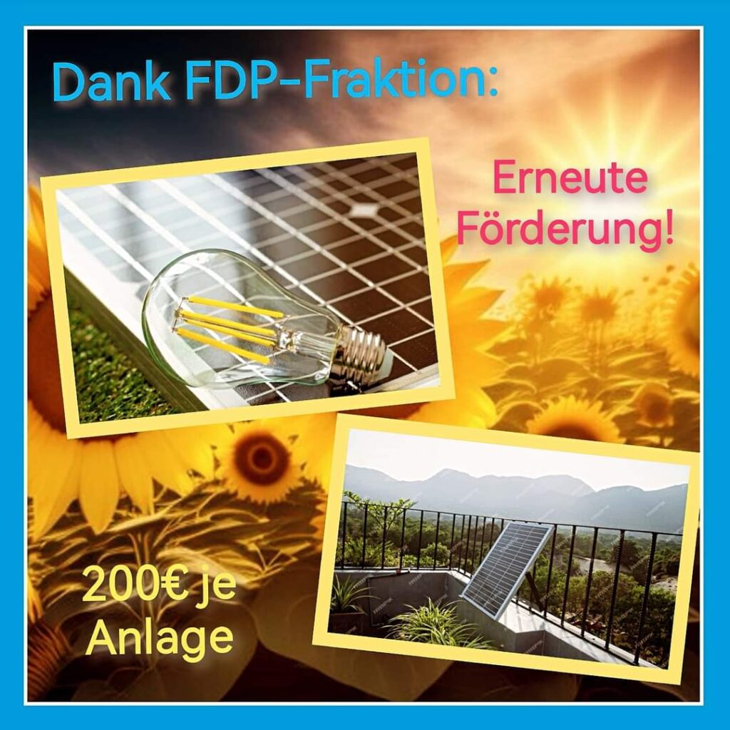 Förderung von Balkonkraftwerken dank FDP