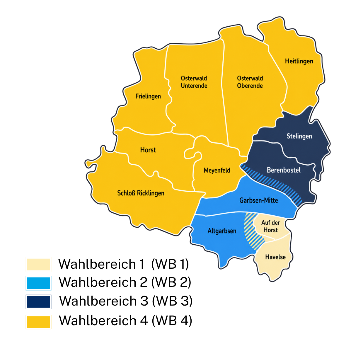 Aufteilung der Stadträte nach WB bei der Kommunalwahl 2026 in Garbsen